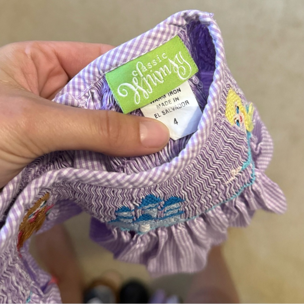Classic Whimsy Frozen Smocked Gingham Dress - Picture 6 of 6